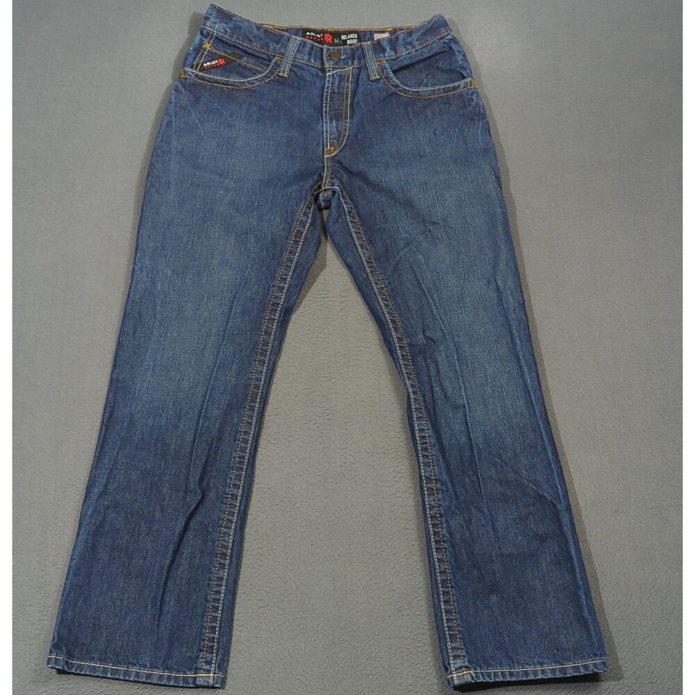 Ariat FR Jeans Men's 32x32 Fits 32x30 Blue M4 Relaxed Basic Boot Cut Welder